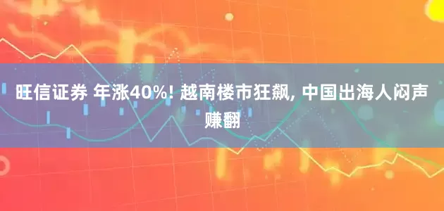 旺信证券 年涨40%! 越南楼市狂飙, 中国出海人闷声赚翻